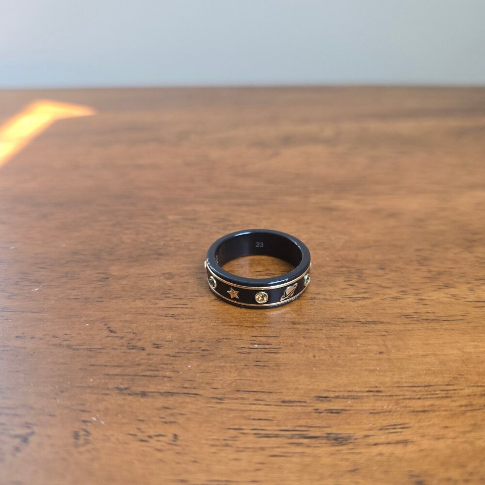 Gucci Icon 18k ring with gemstones, 18k yellow gold/black, size 10 1/4 - Picture 6 of 7